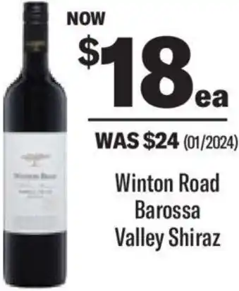 Liquorland Winton Road Barossa Valley Shiraz offer