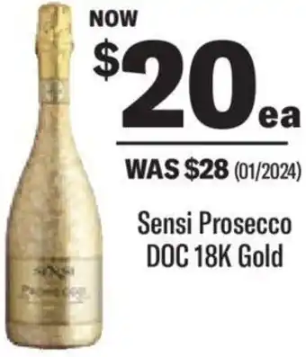 Liquorland Sensi Prosecco DOC 18K Gold offer