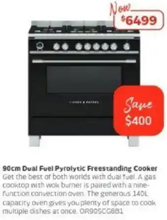 Retravision 90cm Dual Fuel Pyrolytic Freestanding Cooker offer
