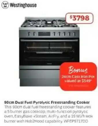 Retravision 90cm Dual Fuel Pyrolytic Freestanding Cooker offer