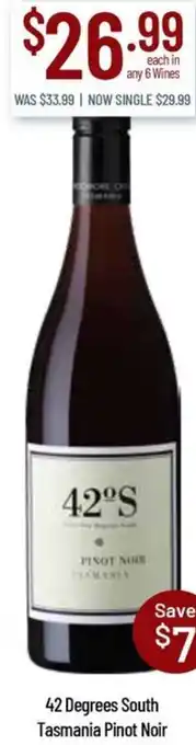 Chambers Cellars 42 Degrees South Tasmania Pinot Noir offer