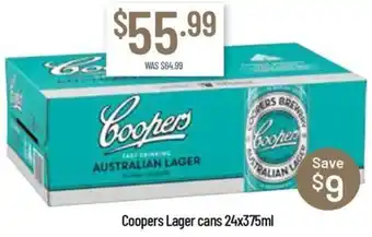 Chambers Cellars Coopers Lager cans 24x375ml offer