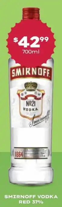 SMIRNOFF VODKA RED 37%