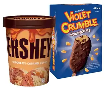 IGA Hershey’s, Reese’s or Violet Crumble Ice Cream 1 Litre or 4 Pack Selected Varieties offer