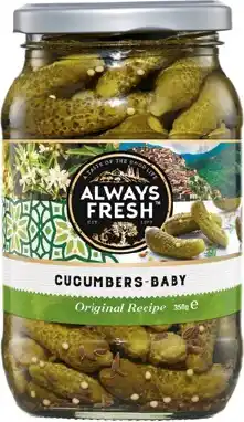 IGA Always Fresh Cucumbers-Baby Original Recipe 350g offer
