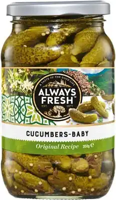 IGA Always Fresh Cucumbers‑Baby Original Recipe 350g offer