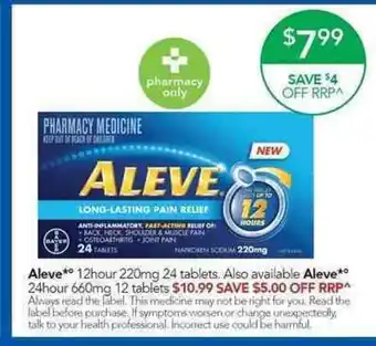 Terry White Aleve 12 Hours 220mg 24 Tablets offer