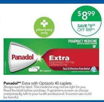Terry White Panadol Extra with Optizorb 40 Caplets offer