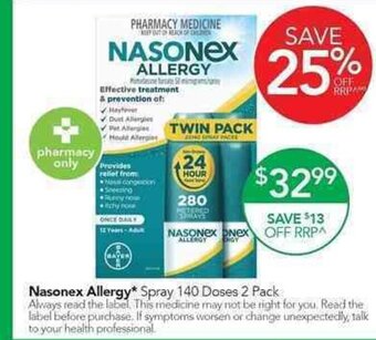 Nasonex Allergy Spray 140 Doses 2 Pack