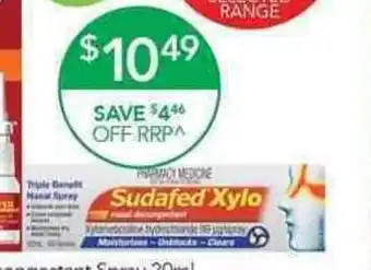 Terry White Sudafed Xylo Nasal Decongestant Spray 10ml offer