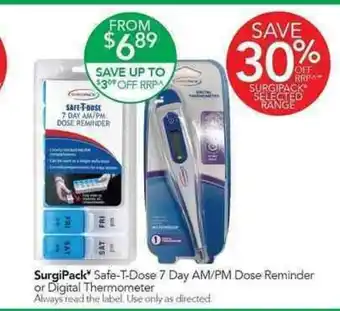 SurgiPack Safe-T-Dose 7 Day AM/PM Dose Reminder or Digital Thermometer