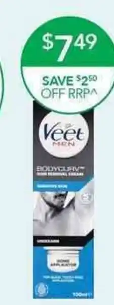 Veet Men Bodycurve Dome Applicator Underarm Hair Removal Cream 100ml