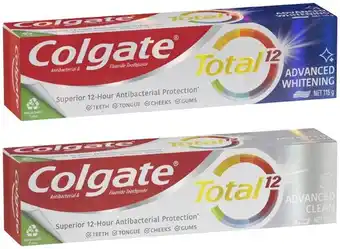 Coles Colgate Total Advanced Toothpaste 115g offer