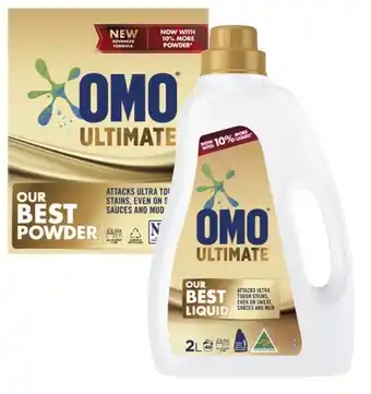 Coles Omo Ultimate Laundry Liquid 2 Litre or Powder 2kg offer
