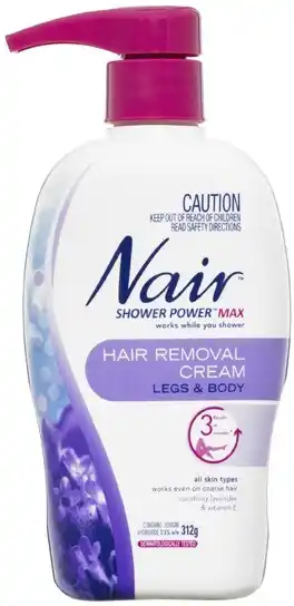 Coles Nair Shower Power Max Hair Remover Cream for Legs & Body 312g offer