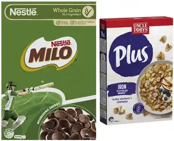 Coles Uncle Tobys Plus 565g-705g or Nestlé Milo Cereal 620g offer