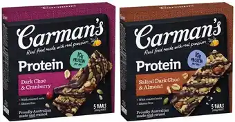 Coles Carman's Protein Bars 150g-200g offer