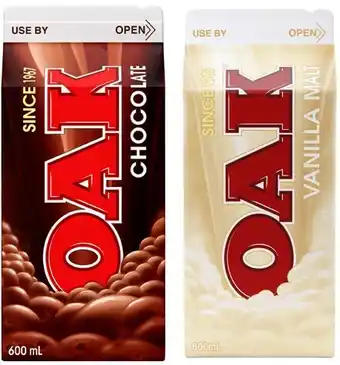 Coles Oak Flavoured Milk 600mL offer