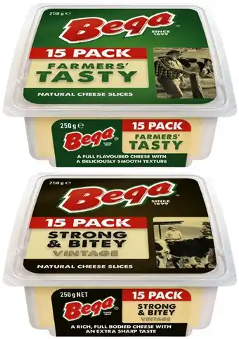Coles Bega Cheese Block, Grated or Slices 250g offer