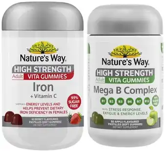 Coles Nature's Way Adult Vita Gummies High Strength Iron 65 Pack or Mega B Complex 50 Pack offer