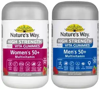 Coles Nature's Way High Strength Vita Gummies Men's or Women's 50+ Multivitamins 60 Pack offer