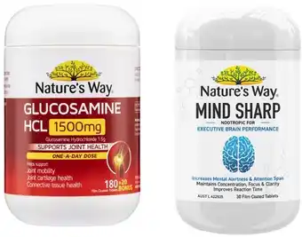 Coles Nature's Way Mind Sharp 30 Pack or Glucosamine 1500mg Tablets 200 Pack offer