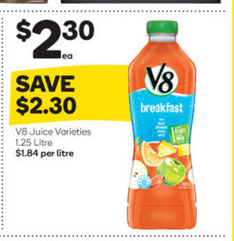Woolworths V8 Juice Varieties 1.25 Litre offer