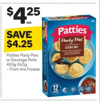 Woolworths Patties Party Pies or Sausage Rolls 450g-560g offer