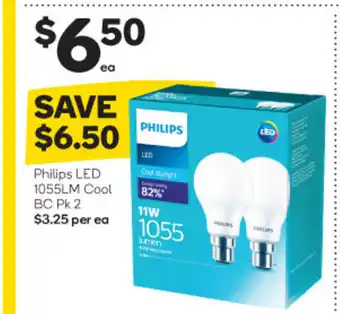 Woolworths Philips LED 1055M Cool BC Pk 2 offer