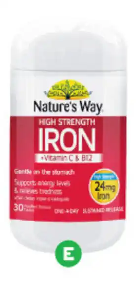 Woolworths Nature's Way High Strength Iron + Vitamin C & B12 Tablets offer