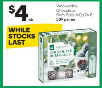 Woolworths Woolsworths Chocolate Rum Balls 160g pk 8 offer