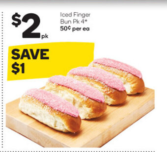 Woolworths Iced Finger Bun pk 4 offer