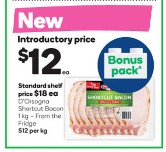Woolworths D'Orsogna Shortcut Bacon 1kg offer