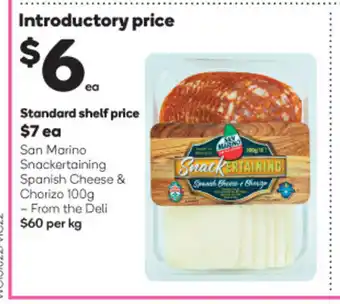 Woolworths San Marino Snackertaining Spanish Cheese & Chorizo 100g offer