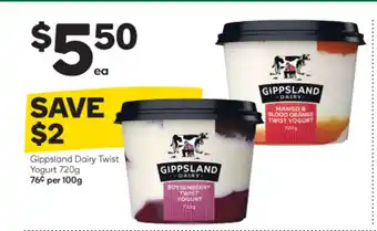 Woolworths Gippsland Dairy Twinst Yogurt 720g offer