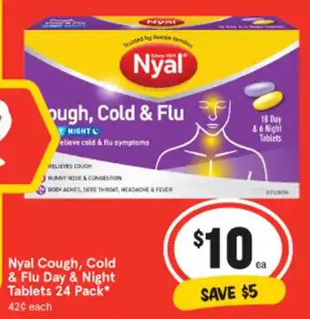 IGA Nyal Cough, Cold & Flu Day & Night Tablets 24 Pack offer