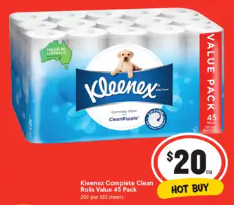 IGA Kleenex Complete Clean Rolls Value 45 Pack offer