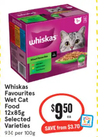 IGA Whiskas Favourites Wet Cat Food 12x85g offer