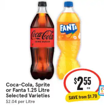 IGA Coca-Cola, Sprite or Fanta 1.25 Litre offer