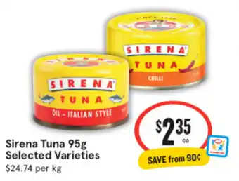 IGA Sirena Tuna 95g Selected Varieties offer