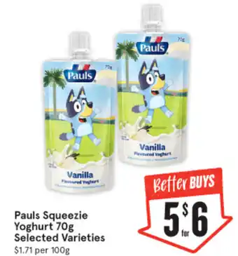 IGA Pauls Squeezie Yoghurt 70g offer
