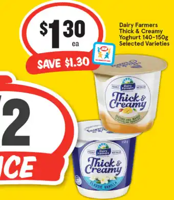 IGA Dairy Farmers Thick & Creamy Yoghurt 140-150g offer