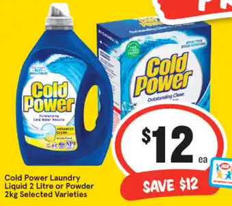 IGA Cold Power Laundry Liquid 2 Litre or Powder 2kg offer