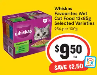 IGA Whiskas Favourites Wet Cat Food 12x85g offer
