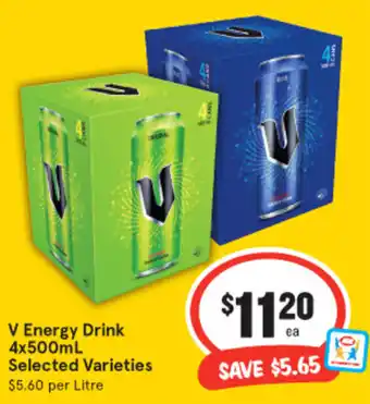 IGA V Energy Drink 4x500mL offer