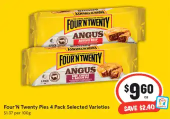 IGA Four'N Twenty Pies 4 Pack offer