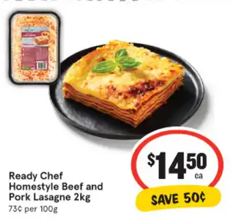 IGA Ready Chef Homestyle Beef and Pork Lasagne 2kg offer
