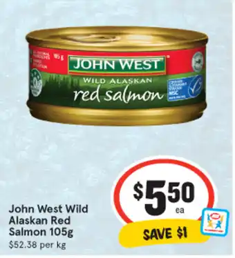 IGA John West Wild Alaskan Red Salmon 105g offer