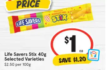 IGA Life Savers Stix 40g offer