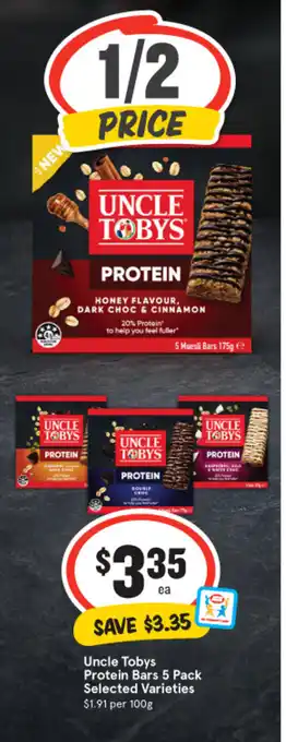 IGA Uncle Tobys Protein Bars 5 Pack offer